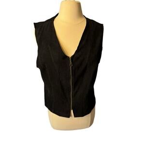 Vintage Nouveaux Full Zip Women’s Black Vest Size 14 Biker Moto Gothic Edgy
